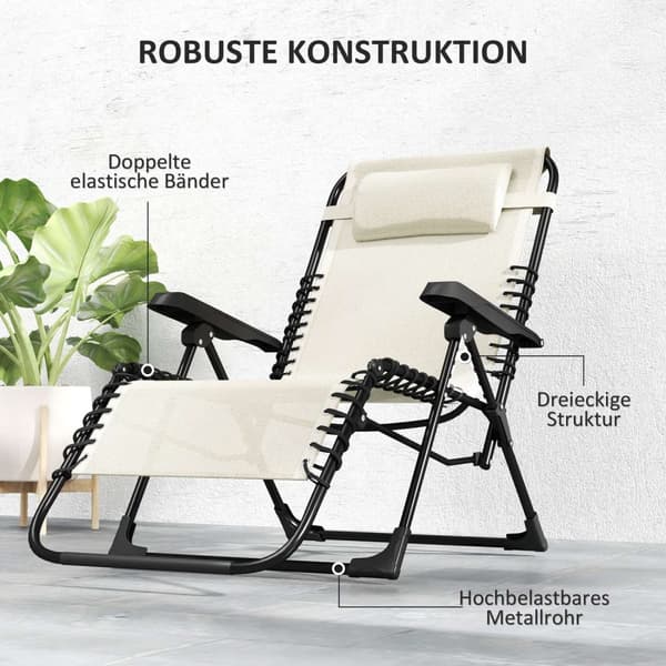 Rootz fällbar solstol - Garden Recliner - Strandstol - 5 -faldig justerbar - 90 cm x 65 cm x 112 cm