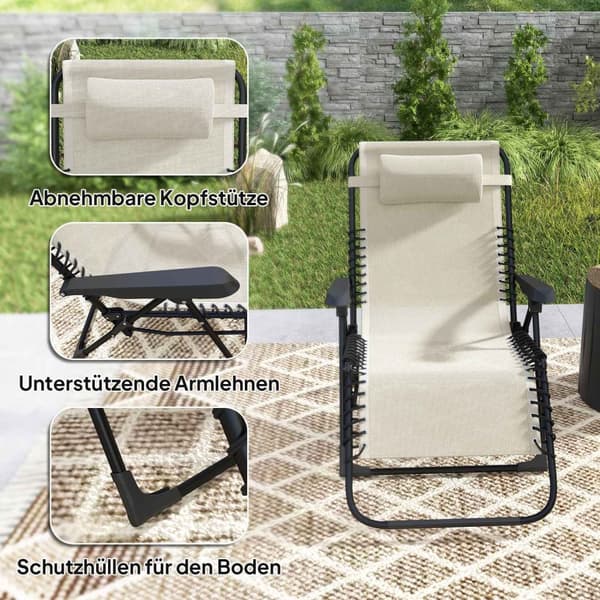 Rootz fällbar solstol - Garden Recliner - Strandstol - 5 -faldig justerbar - 90 cm x 65 cm x 112 cm