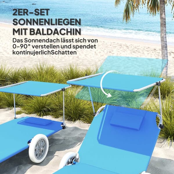 Rootz Foldbar Sun Lounger - Beach Lounger - Garden Lounger - Justerbar ryglæn - 62 cm x 148 cm x 85 cm