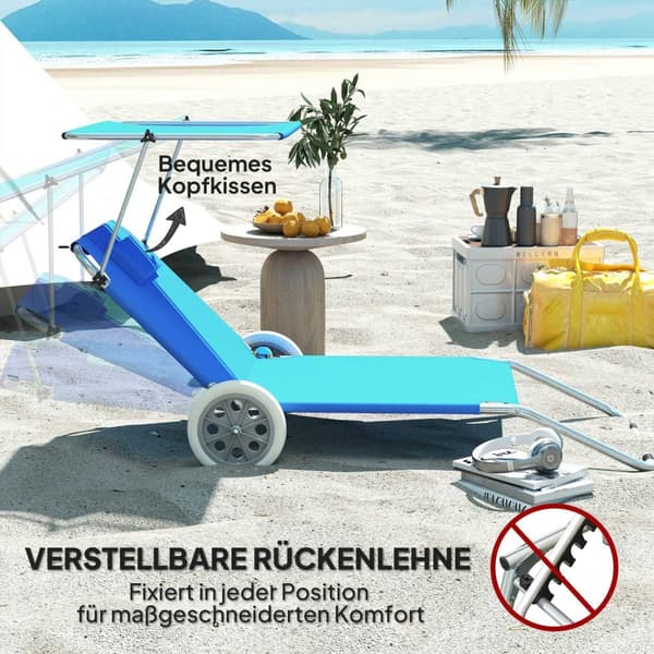 Rootz Foldbar Sun Lounger - Beach Lounger - Garden Lounger - Justerbar ryglæn - 62 cm x 148 cm x 85 cm