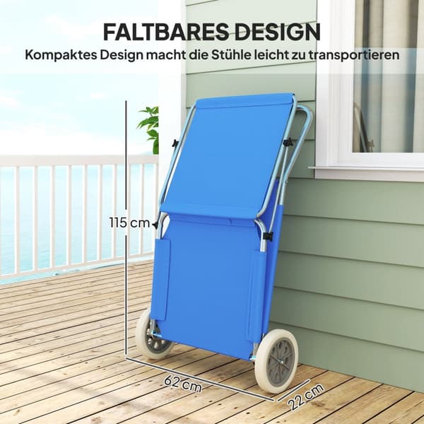 Rootz Foldbar Sun Lounger - Beach Lounger - Garden Lounger - Justerbar ryglæn - 62 cm x 148 cm x 85 cm