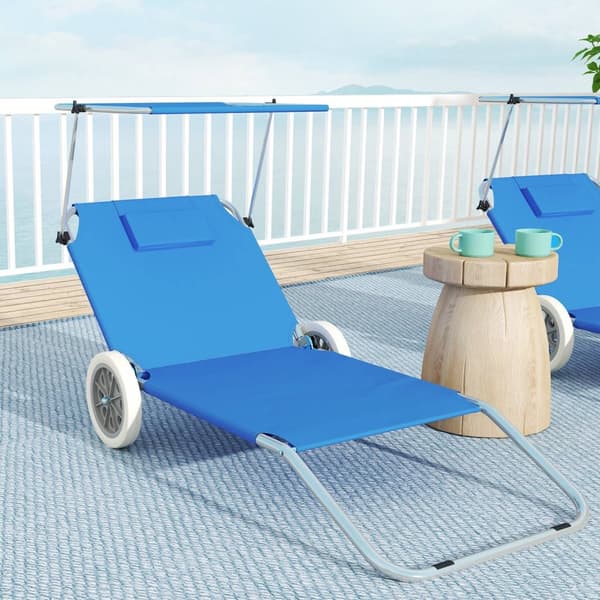 Rootz Foldbar Sun Lounger - Beach Lounger - Garden Lounger - Justerbar ryglæn - 62 cm x 148 cm x 85 cm