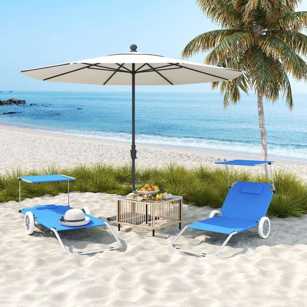 Rootz Foldbar Sun Lounger - Beach Lounger - Garden Lounger - Justerbar ryglæn - 62 cm x 148 cm x 85 cm