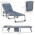 Pikkukuva 3 / 10: Rootz Foldble Sun Lounger - Garden Lounger - Funbing Lounger - 5 -vaiheinen selkänoja - Oxford -kangas - 188 x 57 x 30 cm