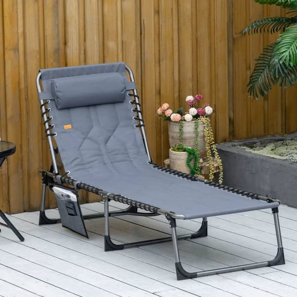 Rootz Foldble Sun Lounger - Garden Lounger - Funbing Lounger - 5 -vaiheinen selkänoja - Oxford -kangas - 188 x 57 x 30 cm
