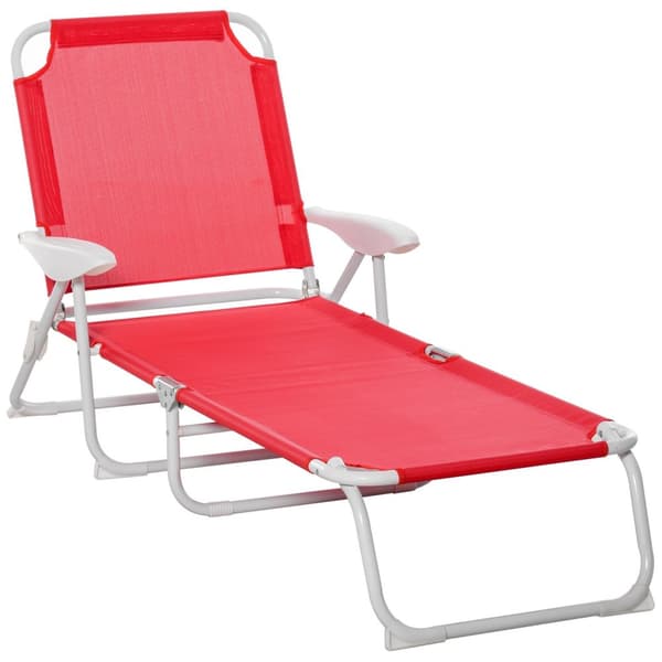 Rootz Folding Sun Lounger - Justerbar chaise Longue - Beach Rentliner - 4 positioner komfort - 186L x 66W x 80H cm