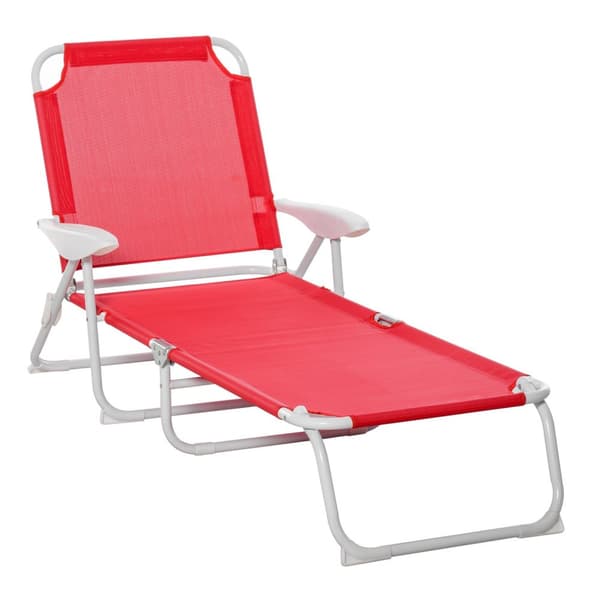 Rootz Folding Sun Lounger - Justerbar chaise Longue - Beach Rentliner - 4 positioner komfort - 186L x 66W x 80H cm