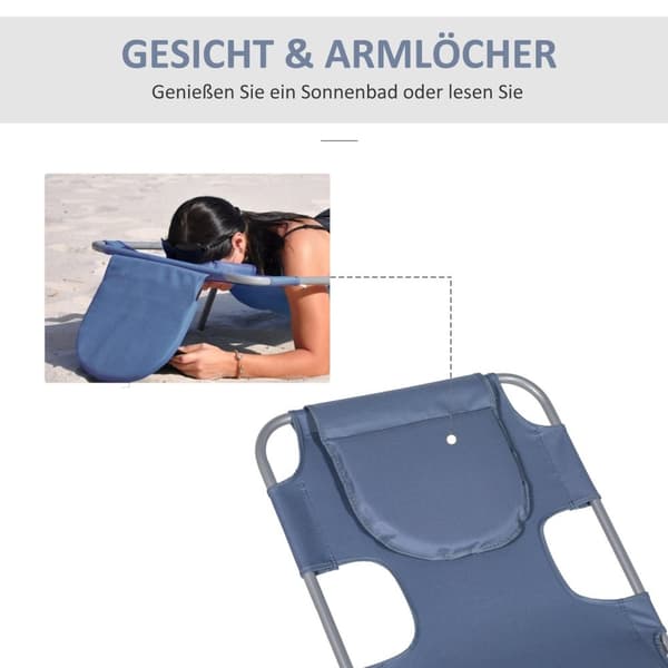 Rootz Garden Doll Chair - Sun Lounger - Massagestol - vadderad ansiktsöppning - Blå - 185 cm x 55 cm x 29 cm