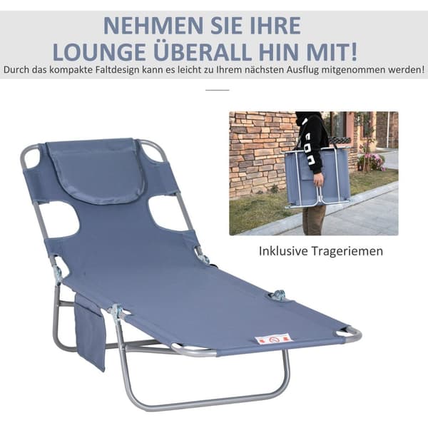 Rootz Garden Doll Chair - Sun Lounger - Massagestol - vadderad ansiktsöppning - Blå - 185 cm x 55 cm x 29 cm