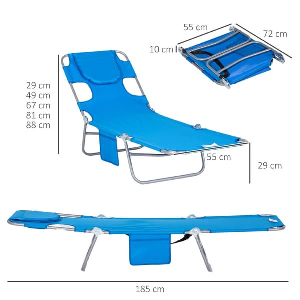 Rootz Garden Lying Doll Chair - Paradise Sun Lounger - Reclining Chair - Justerbar komfort - 185 cm x 55 cm x 29 cm