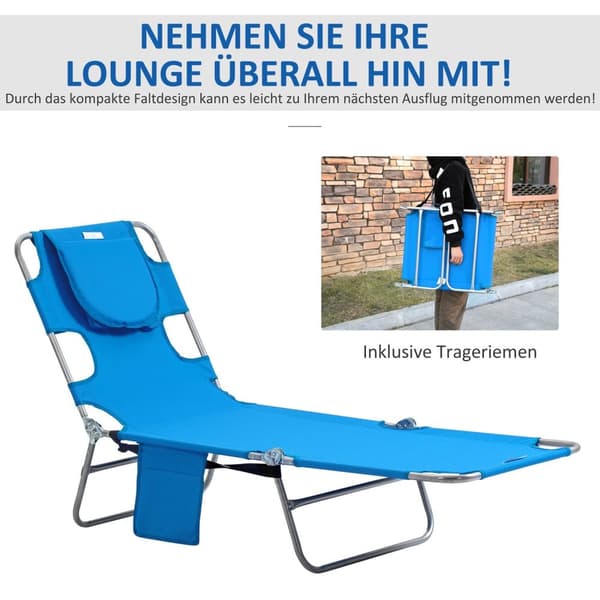 Rootz Garden Lying Doll Chair - Paradise Sun Lounger - Reclining Chair - Justerbar komfort - 185 cm x 55 cm x 29 cm