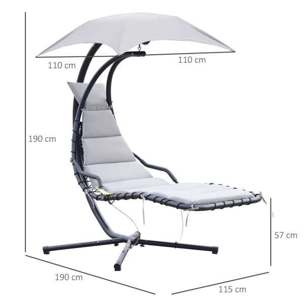 Rootz Hanging Lounger Schwingliege - Hollywood Swing - Garden Lounger - Ergonomisk komfort - 190 cm x 115 cm x 190 cm