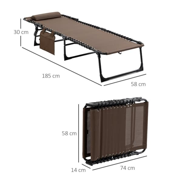 Rootz liggende stol - sammenfoldelig liggestol - liggende stol - nakkepude support - stålramme - 185 cm x 58 cm x 30 cm