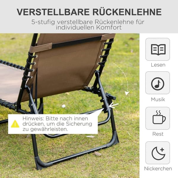 Rootz liggende stol - sammenfoldelig liggestol - liggende stol - nakkepude support - stålramme - 185 cm x 58 cm x 30 cm