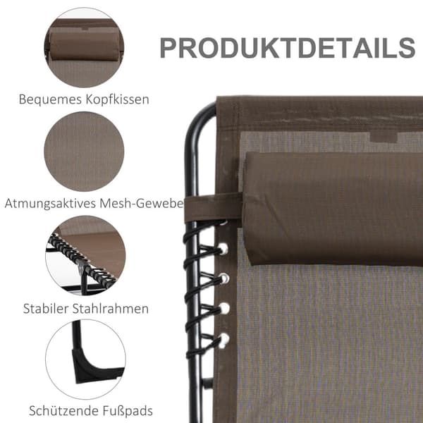 Rootz liggende stol - sammenfoldelig liggestol - liggende stol - nakkepude support - stålramme - 185 cm x 58 cm x 30 cm