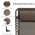 Miniatyrbillede 5 af 10: Rootz liggende stol - sammenfoldelig liggestol - liggende stol - nakkepude support - stålramme - 185 cm x 58 cm x 30 cm