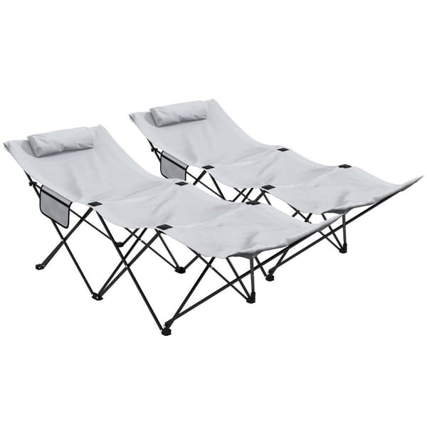 Rootz Lot De 2 Foldbara Sun Loungers - Garden Loungers - Recining Chairs - Oxford nackstöd - 180 cm x 58 cm x 66 cm
