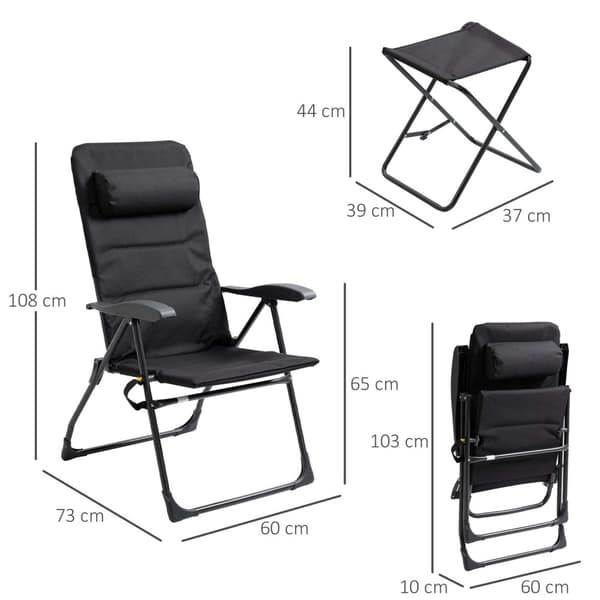 Rootz liggende stol med sammenfoldelig fodstøtte - Sun Lounger - Liggende stol - Justerbar komfort - 60 cm x 73 cm x 108 cm