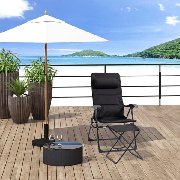 Rootz liggende stol med sammenfoldelig fodstøtte - Sun Lounger - Liggende stol - Justerbar komfort - 60 cm x 73 cm x 108 cm