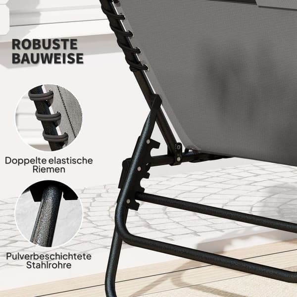 Rootz Sun Lounger - Dollstol - Poolstol - Justerbar komfort - 68 cm x 189 cm x 36 cm