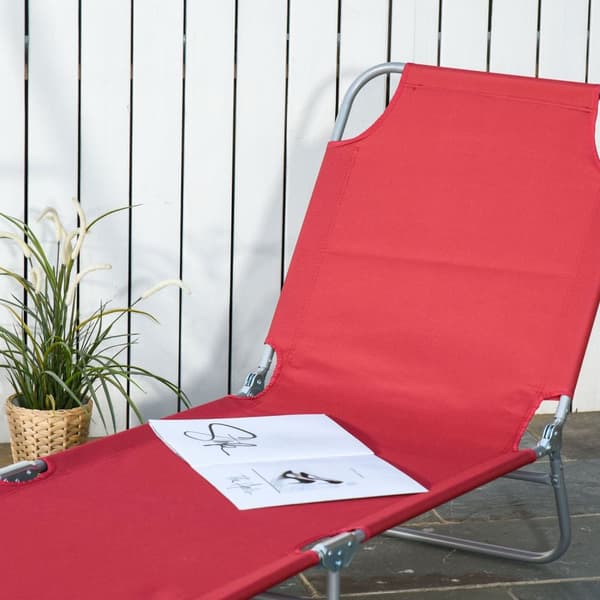Rootz Sun Lounger - sammenfoldelig hvilestol - Havechaise - Justerbar komfort - 180 cm x 55 cm x 24cm - Rød