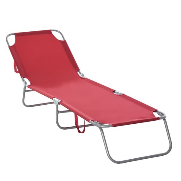 Rootz Sun Lounger - sammenfoldelig hvilestol - Havechaise - Justerbar komfort - 180 cm x 55 cm x 24cm - Rød