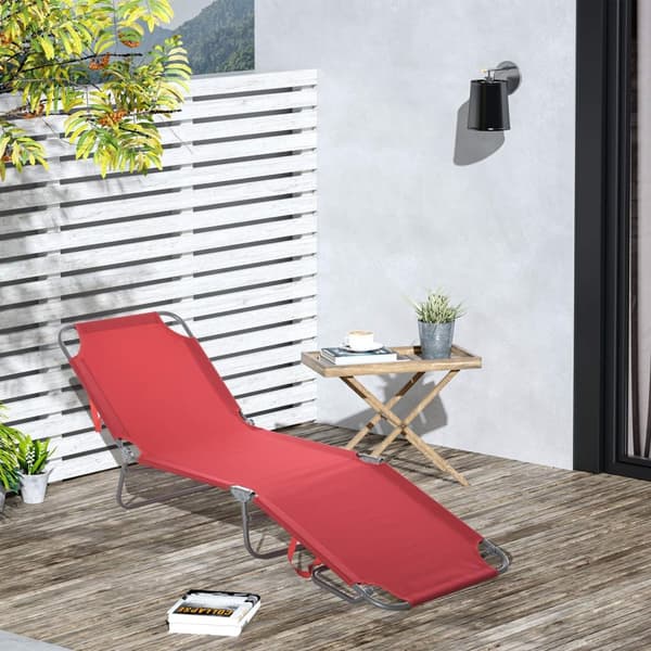 Rootz Sun Lounger - sammenfoldelig hvilestol - Havechaise - Justerbar komfort - 180 cm x 55 cm x 24cm - Rød
