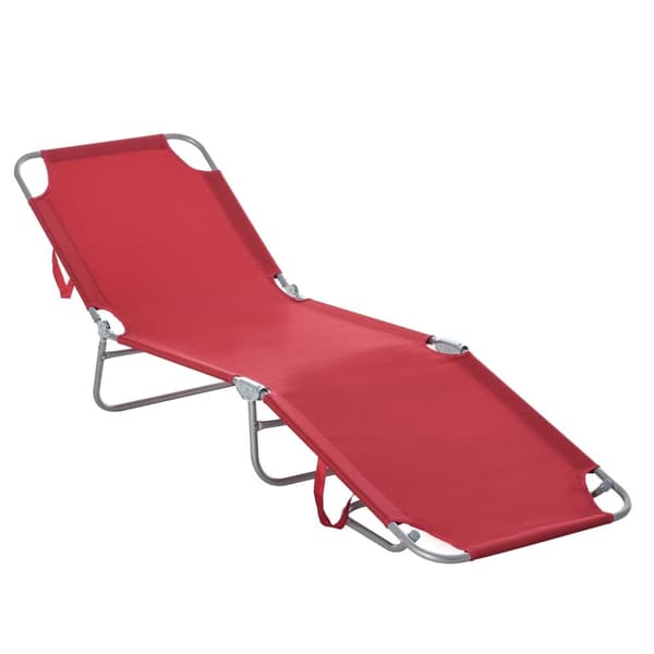 Rootz Sun Lounger - sammenfoldelig hvilestol - Havechaise - Justerbar komfort - 180 cm x 55 cm x 24cm - Rød