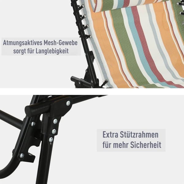 Rootz Sun Lounger - Foldble Garden Lounger - Folding Lounger - 4 -vaiheinen selkänoja - 189 x 58 x 30 cm