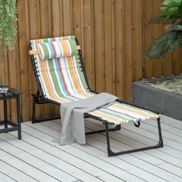 Rootz Sun Lounger - Foldble Garden Lounger - Folding Lounger - 4 -vaiheinen selkänoja - 189 x 58 x 30 cm