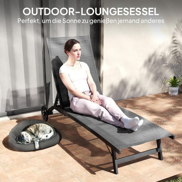Rootz Sun Lounger - Justerbar hvilestol - Udendørs chaise - Åndbart stof - 195 cm x 66 cm x 34 cm