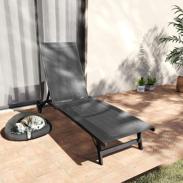 Rootz Sun Lounger - Justerbar hvilestol - Udendørs chaise - Åndbart stof - 195 cm x 66 cm x 34 cm