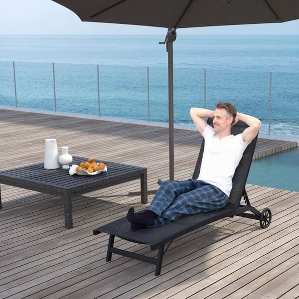 Rootz Sun Lounger - Justerbar hvilestol - Udendørs chaise - Åndbart stof - 195 cm x 66 cm x 34 cm