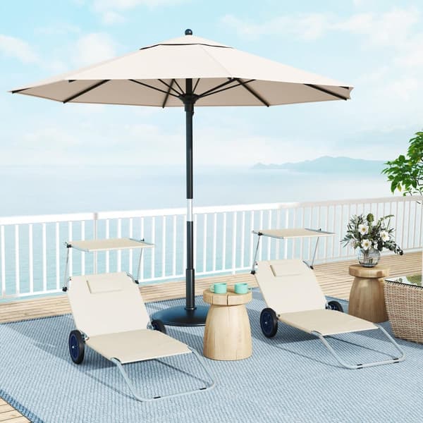 Rootz Sun Lounger Set - Foldbar havelounger - Rulle dækstol - Justerbar ryglæn - 62 cm x 148 cm x 85 cm