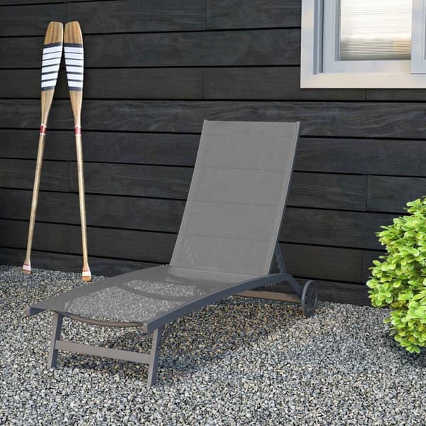 Rootz Sun Lounger - Outdoor Recliner - Justerbar ryggstöd - Andningsbar komfort - 195 x 66 x 34 cm - Grå