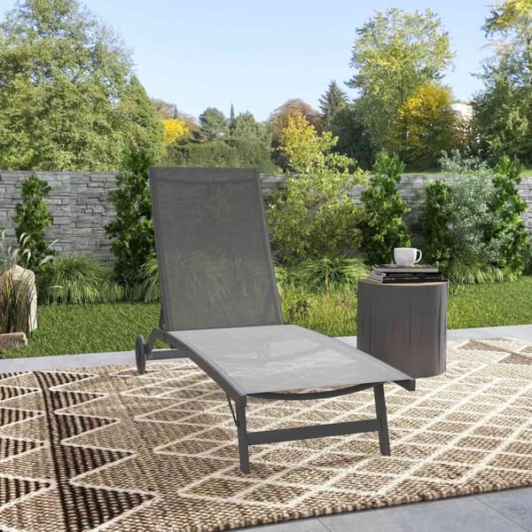 Rootz Sun Lounger - Outdoor Recliner - Justerbar ryggstöd - Andningsbar komfort - 195 x 66 x 34 cm - Grå