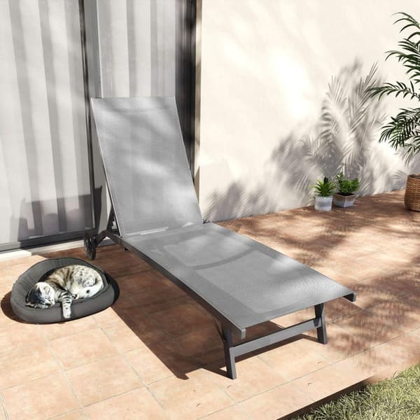 Rootz Sun Lounger - Outdoor Recliner - Justerbar ryggstöd - Andningsbar komfort - 195 x 66 x 34 cm - Grå
