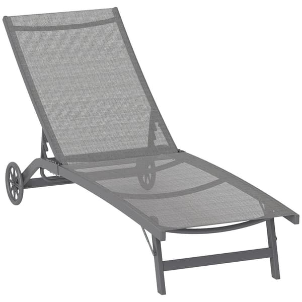 Rootz Sun Lounger - Outdoor Recliner - Justerbar ryggstöd - Andningsbar komfort - 195 x 66 x 34 cm - Grå