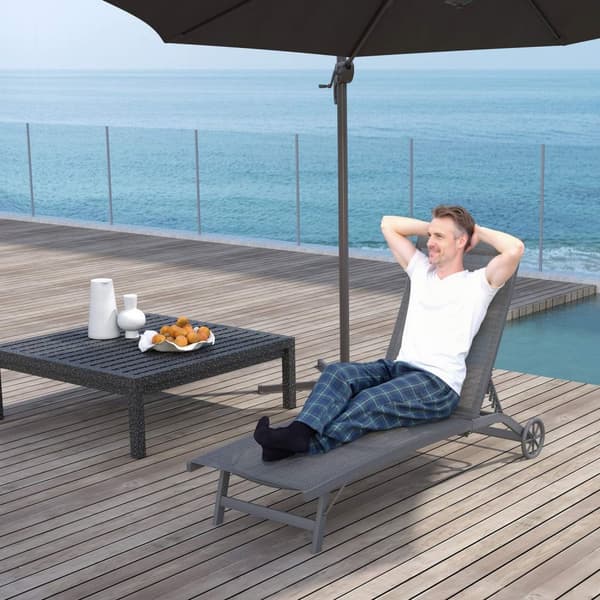 Rootz Sun Lounger - Outdoor Recliner - Justerbar ryggstöd - Andningsbar komfort - 195 x 66 x 34 cm - Grå