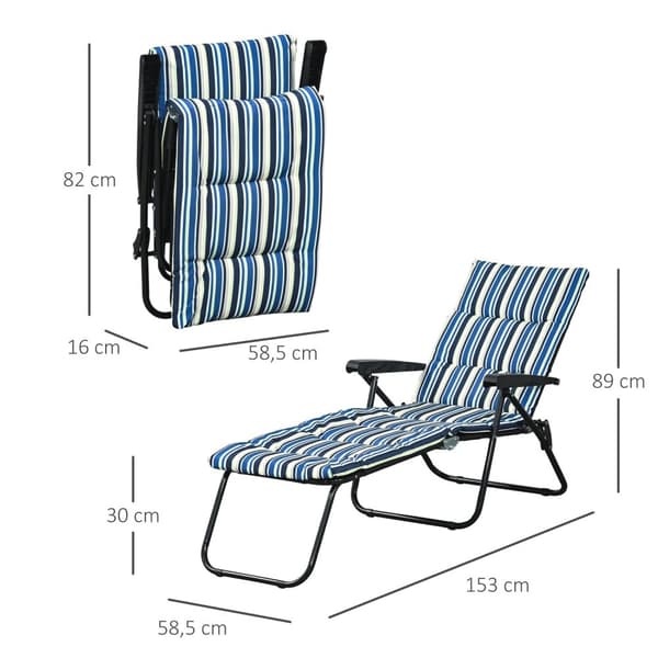 Rootz Sun Lounger Foldbar Doll Chair - Strandstol - Outdoor Recliner - 6 -position komfort - 153 cm x 58,5 cm x 89 cm