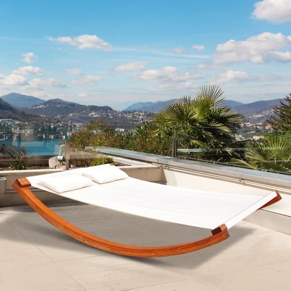 Rootz Sun Lounger Swing Bed - Ulkona Relauss Bed - Puutarhan keinu - Mukavuus tyynyillä - 207L x 150b x 40H cm