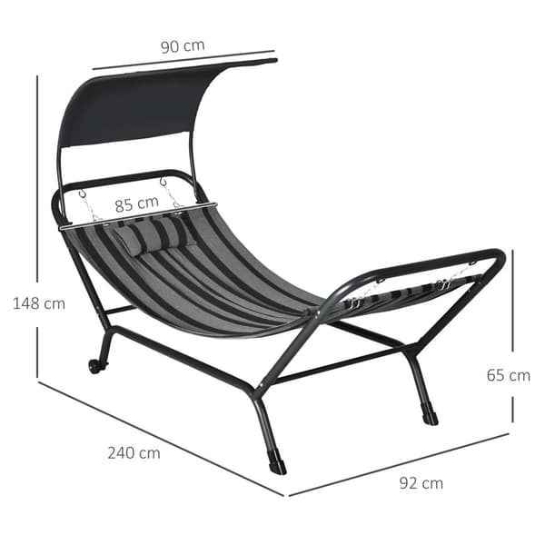 Rootz Sunbathing Lounger - riippumatossa sänky - ulkoilmakappale - UV -suoja, helppo liikkuvuus - 240L x 92b x 148H cm