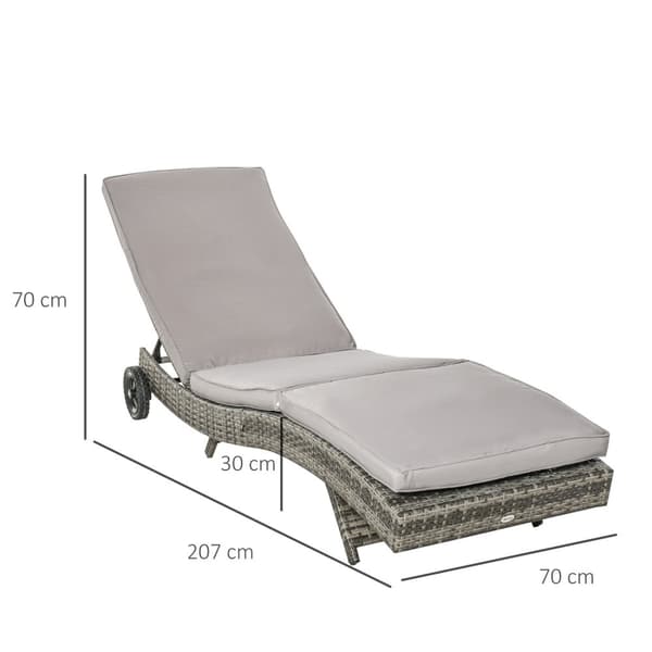 Rootz Sun Lounger -kannen tuoli - lepotuoli - ulkotuoli - 5 säädettävää asentoa - irrotettava kansi - 207cm x 70cm x 70cm