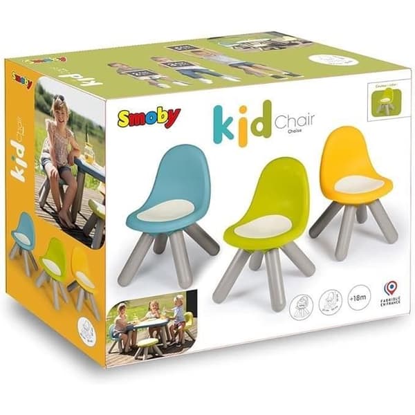 Smoby - Grön barnstol - Utomhus och inomhus - H27cm - Tillverkad i Frankrike