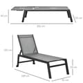 Miniatyrbillede 3 af 9: Solstol, 169x65x102 cm, Grå