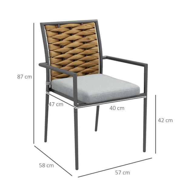 Trädgårdsstolset, 2er-Set, 57x58x87 cm, Grå