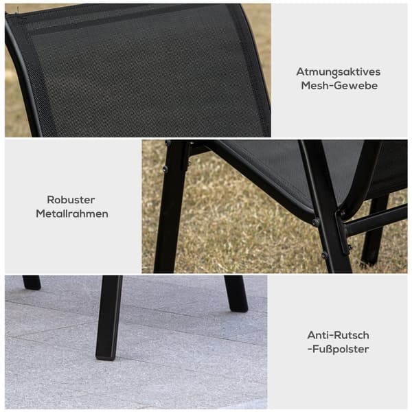 Trädgårdsstol Set, 70x54x90 cm, Svart