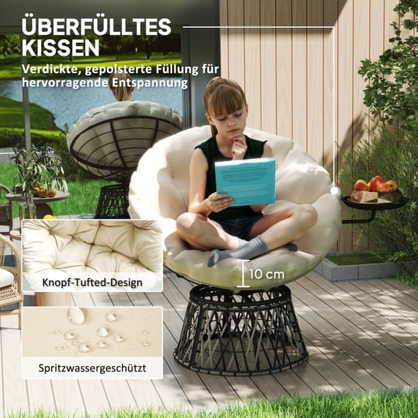 Rattan Lounge Stol, 118x76x88 cm, Beige
