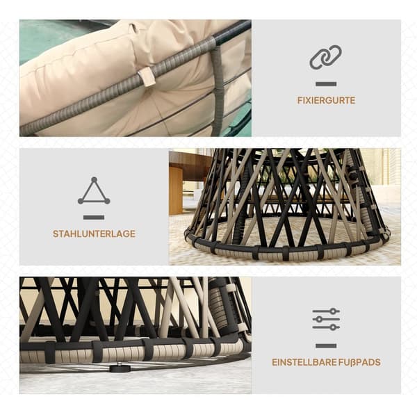 Rattan Lounge Stol, 118x76x88 cm, Beige