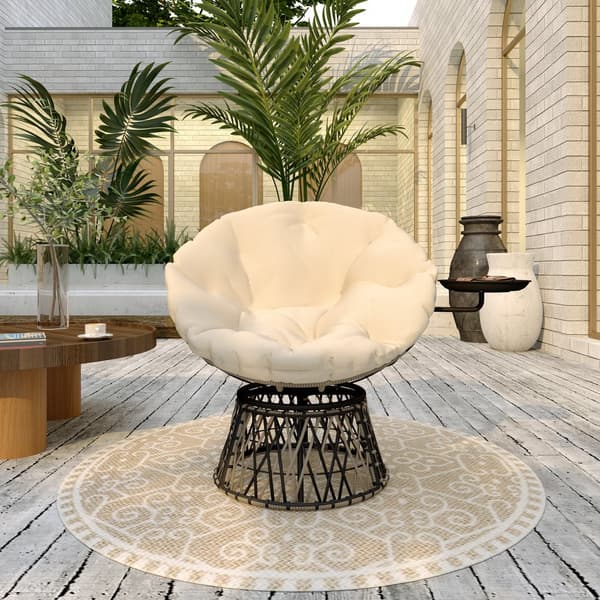 Rattan Lounge Stol, 118x76x88 cm, Beige